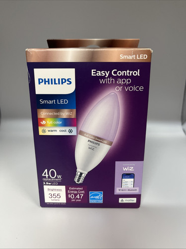 Philips Vela Wi-Fi LED Smart Light Dimmable Big Color B12 40W EQV