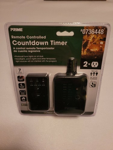 Temporizador de luz de cuenta regresiva enchufable PRIME de 2 tomacorrientes con control remoto inteligente inalámbrico